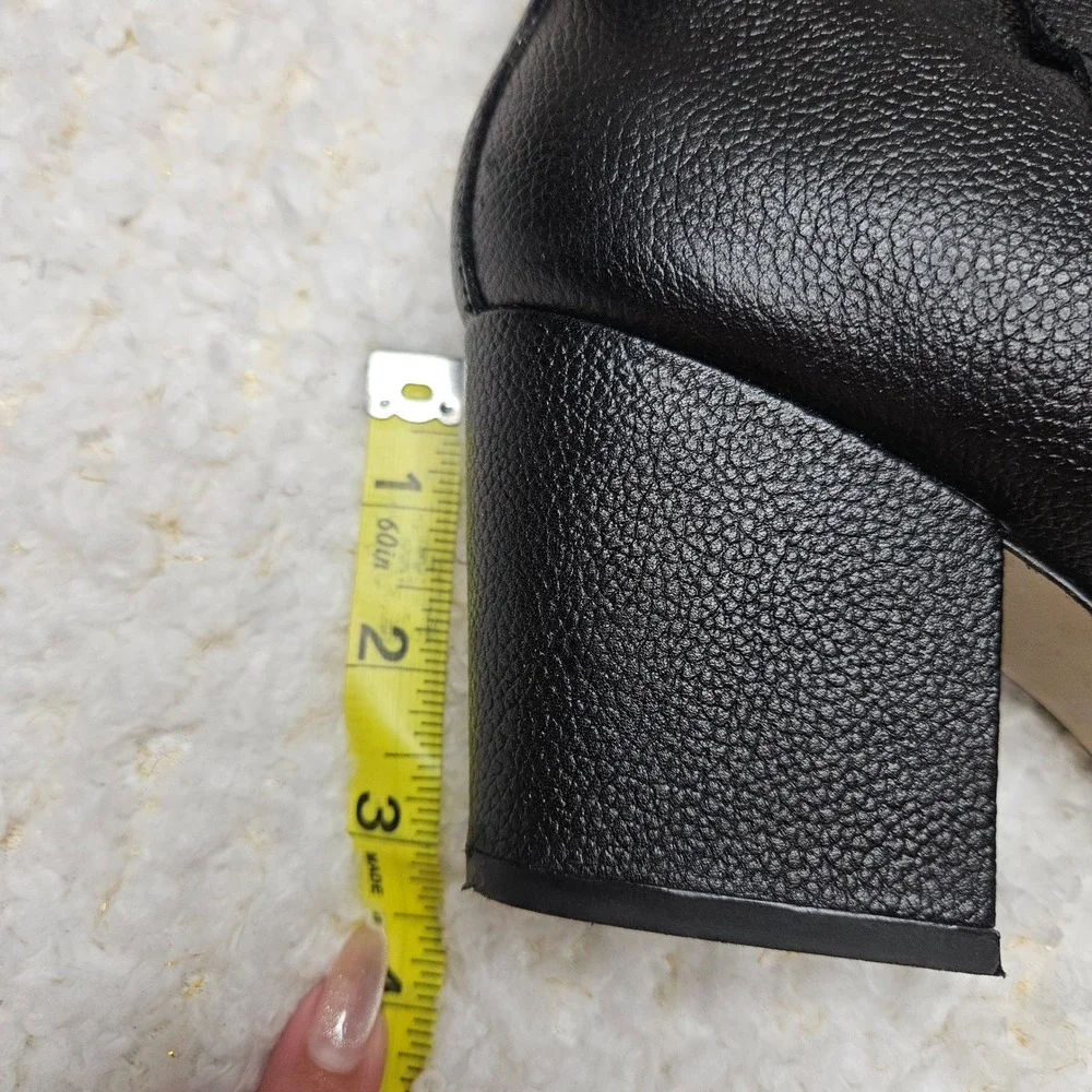 Kate Spade Black Leather Buckle Logo Bow Ankle Boots sz 9